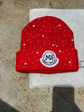Red MSL Rhinestone Beanie